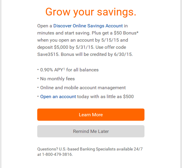 discover savings bonus