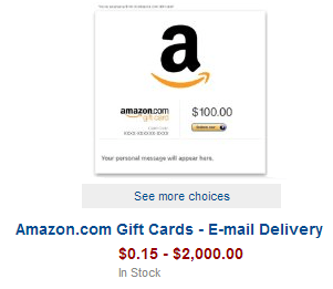 amazon gift cards from $0.15