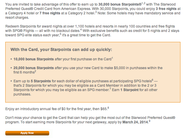starwoods 30k offer