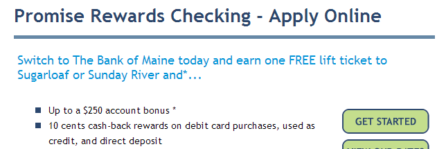 bank of maine 250 dollar bonus
