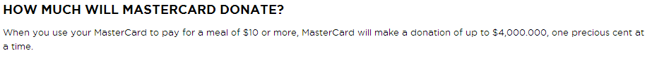 how much will mastercard donate