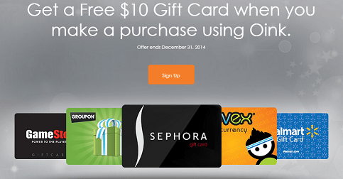 oink 10 gift card