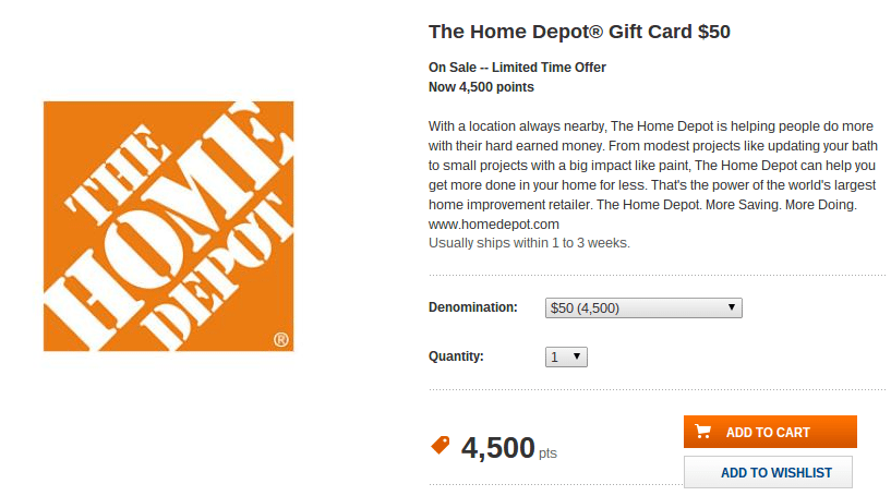 Redeem Citi Thank You Points for Home Depot Gift Cards at a ...