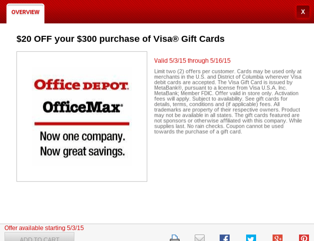 office max-depot visa