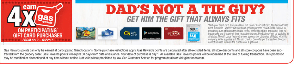 3x 4x Gas Points On Merchant Gift Cards At Stop Shop Giant Doctor 