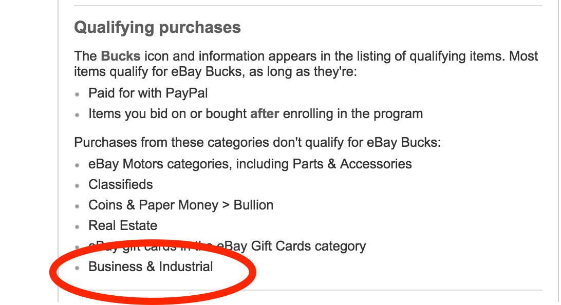 Items Which Don't Earn eBay Bucks Doctor Of Credit