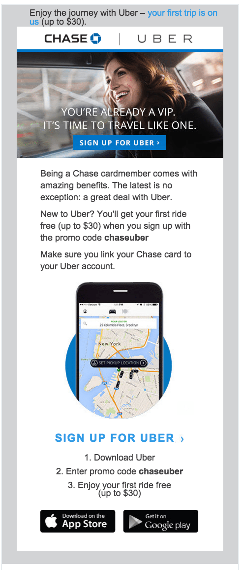Uber new sale account offer