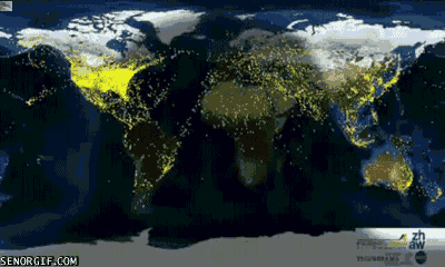 every plane in flight over 24 hrs