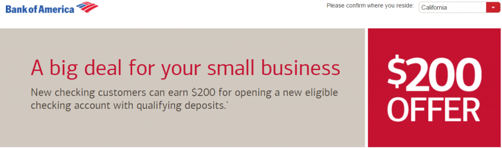 bank of america $200 business checking bonus