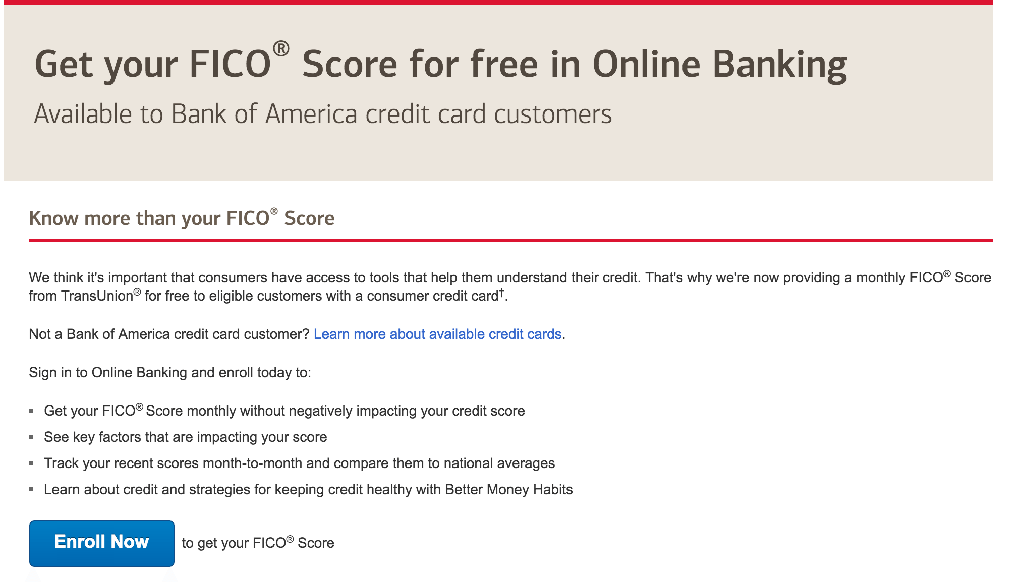 fico credit score bank of america