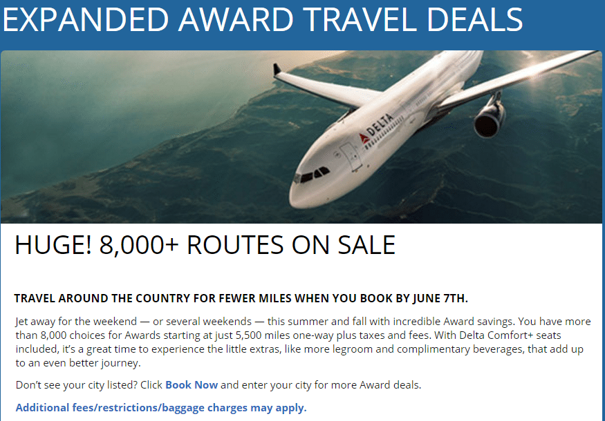 delta award travel sale