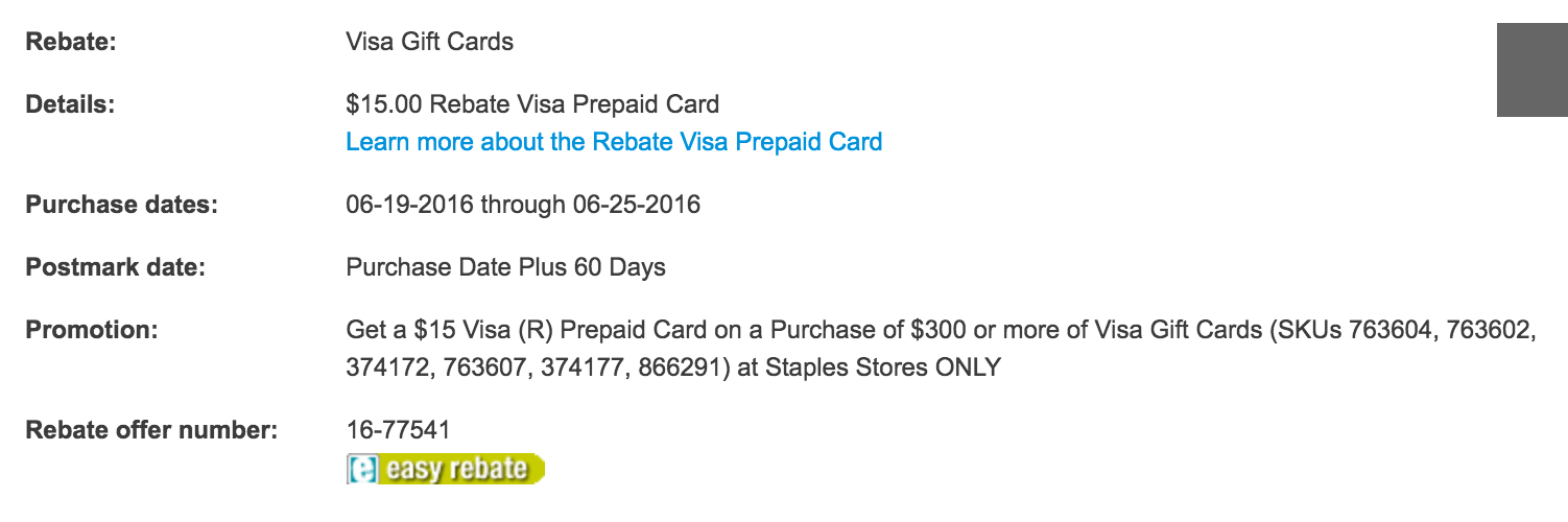 Staples Buy 300 Visa Gift Cards Get 15 Visa Rebate Card Doctor Of