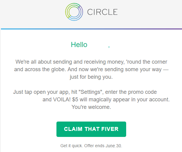 free $5 from circle