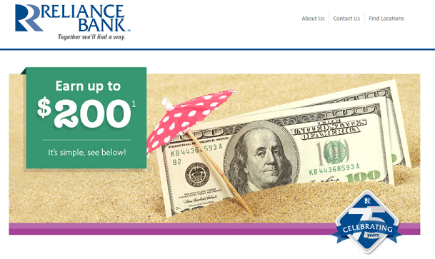 reliance bank $200 bonus