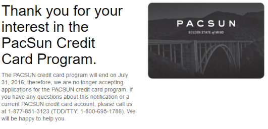PACSUN Credit Card Ending On July 31st, 2016 - Doctor Of ...