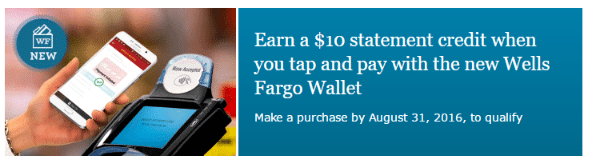 wells fargo wallet $10 offer