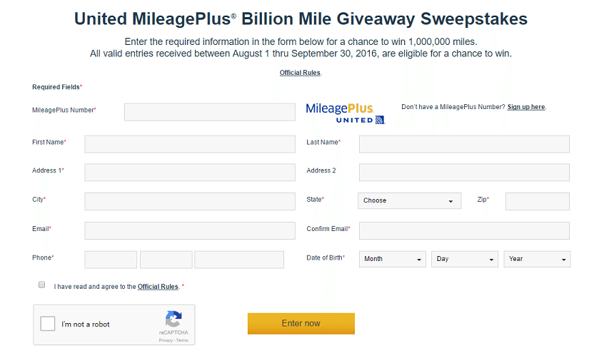 united billion mile give away