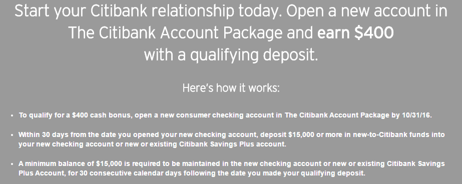 citibank $400 bonus