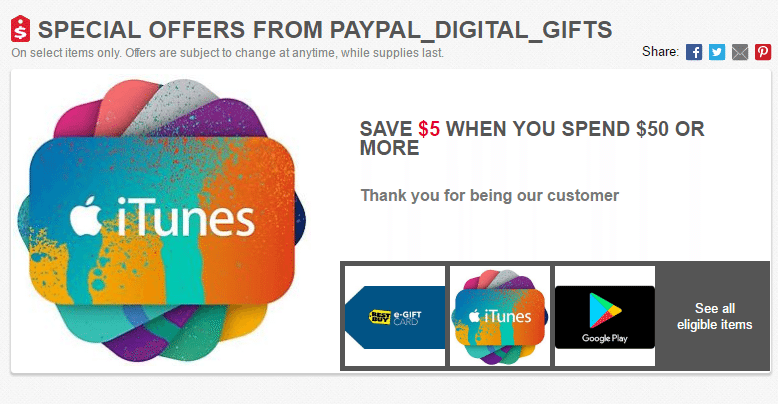 $5 Off $50+ In Giftcards From Paypal Digital Gifts On eBay - Doctor Of