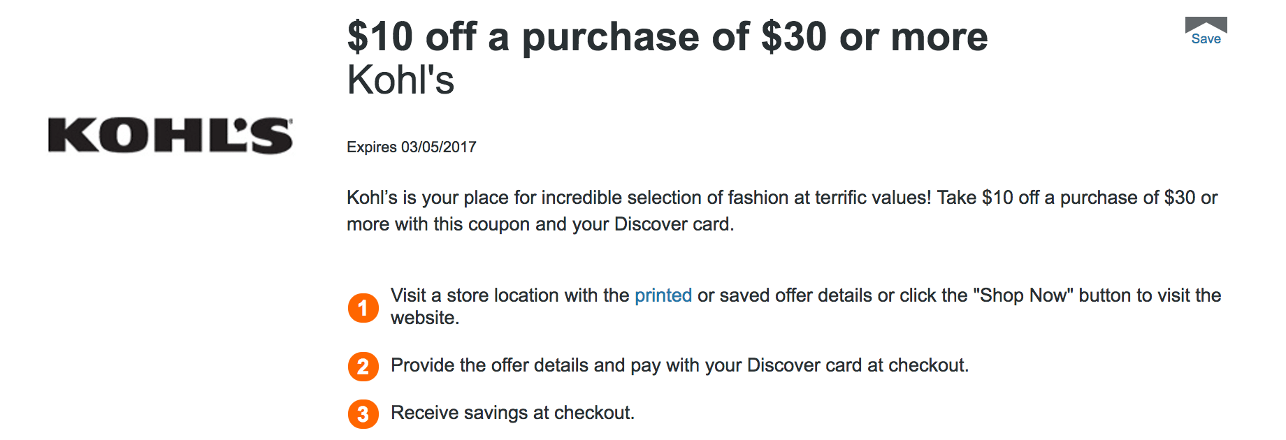 Free 10 Kohl’s Cash with Discover Card [Expires 3/5/2017] Doctor Of