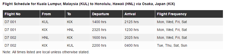 flight schedule