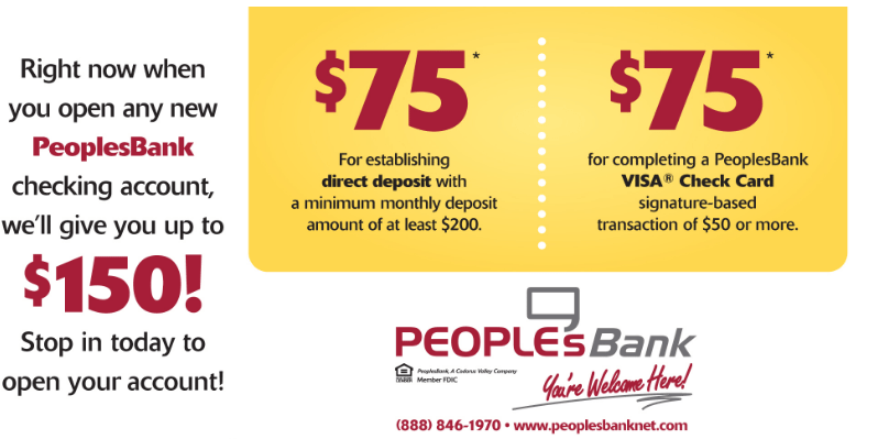 peoplesbank $150 bonus
