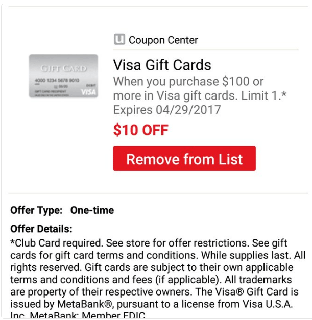 Visa $100 Gift Card, Gift Cards