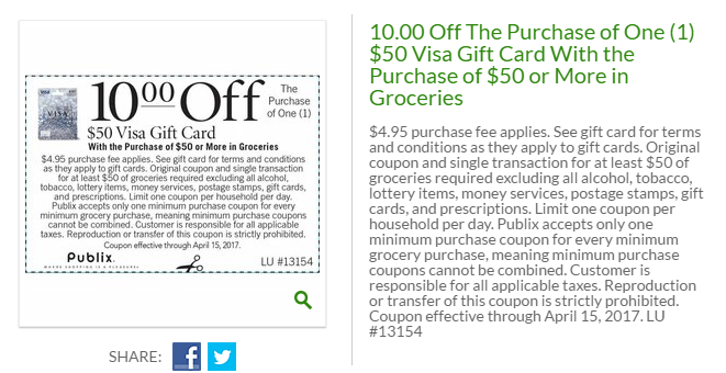 publix 10 off 50 visa gift card with 50 or more in groceries