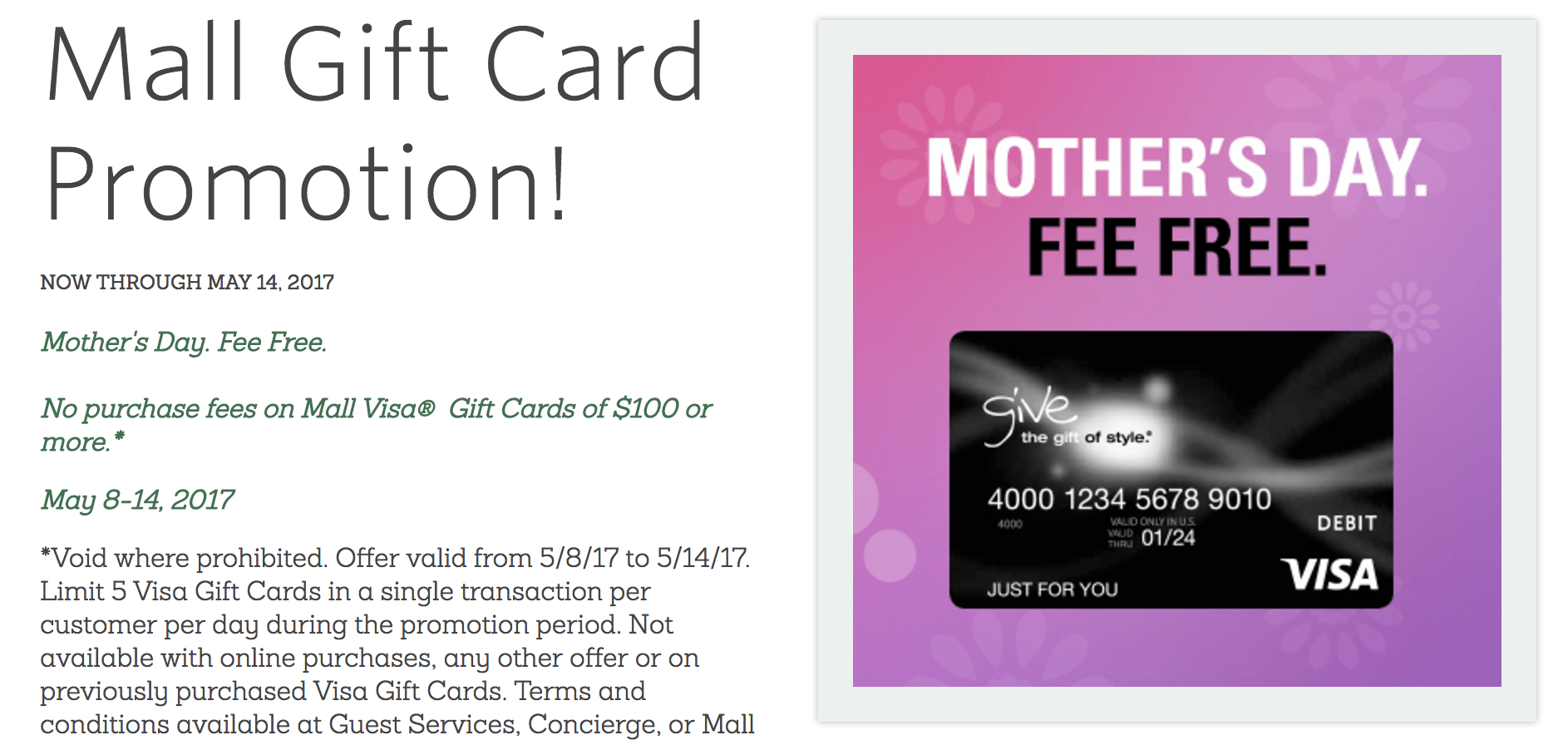 Mall gift cards