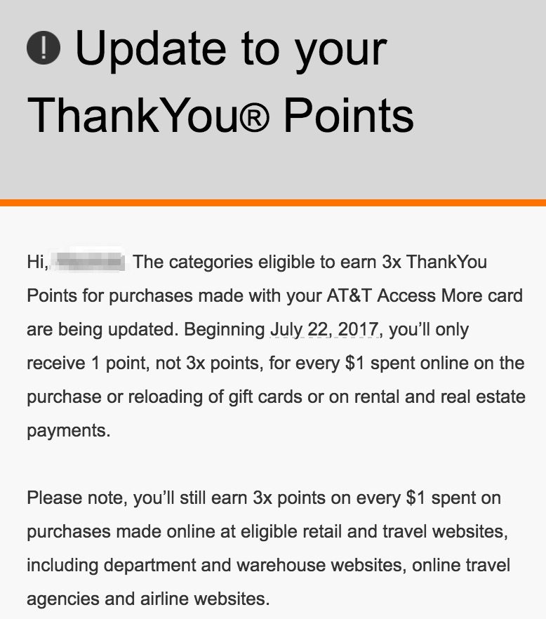 Beginning July 22 2017 Gift Cards And Will Only Earn 1x With The At T Card Continue To 3x On Ordinary Online Purchases