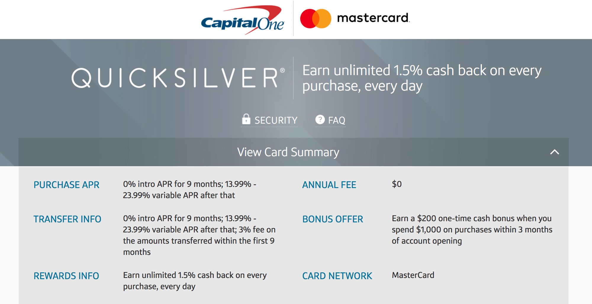 [Expired] Capital One QuickSilver Increased Signup Bonus
