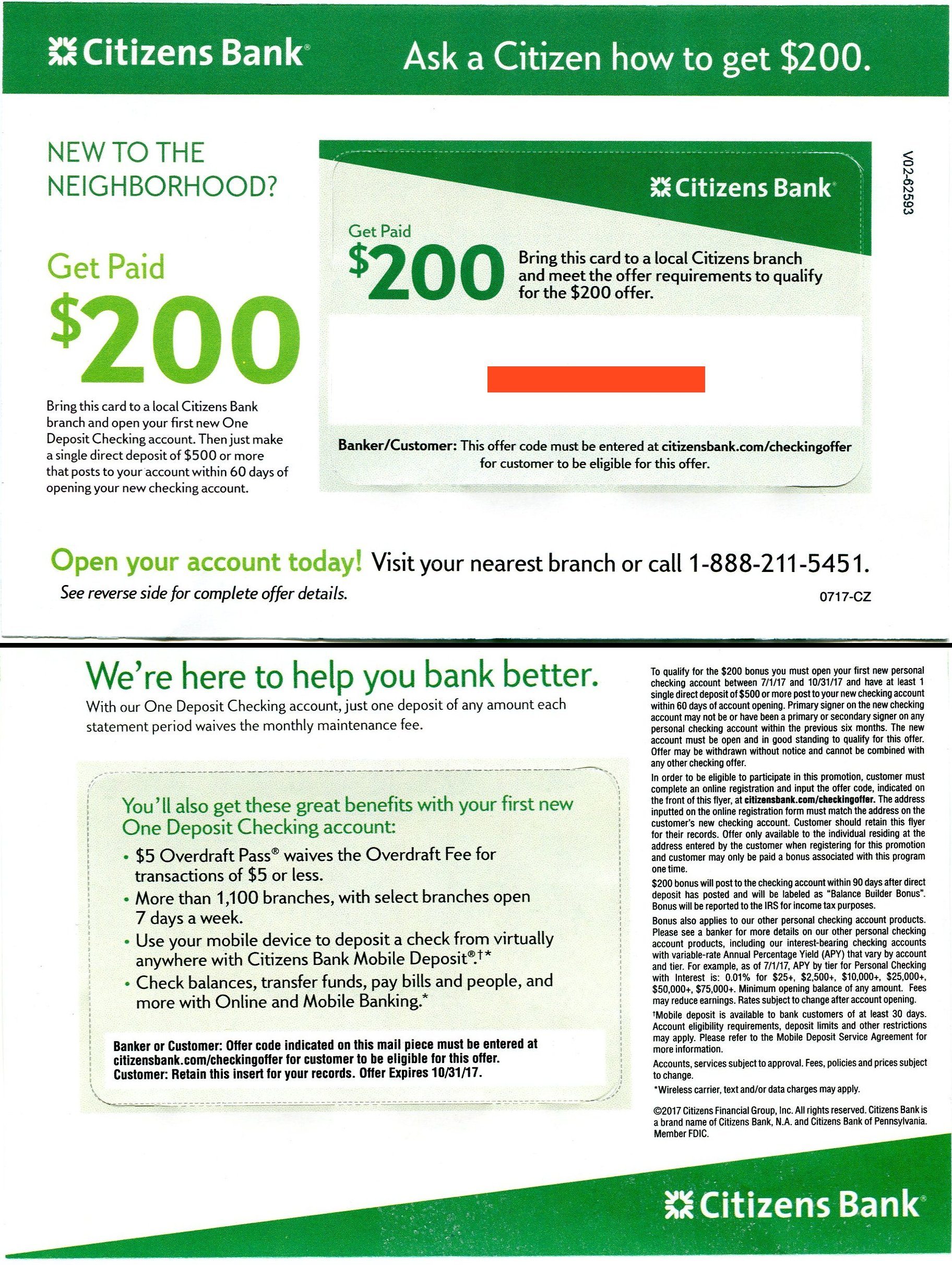 Citizen bank new best sale account