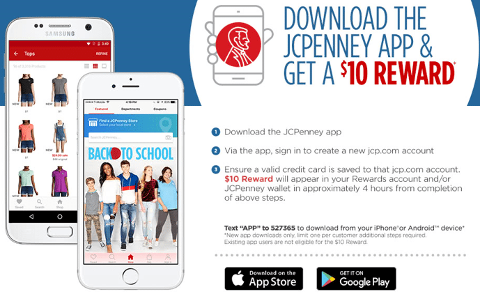 jcpenney is offering a 10 reward when you download the jcpenney app and create a new account - Jcpenney Rewards Credit Card jcpenney is offering a 10 reward when you download the jcpenney app and create a new account - Jcpenney Rewards Credit Card