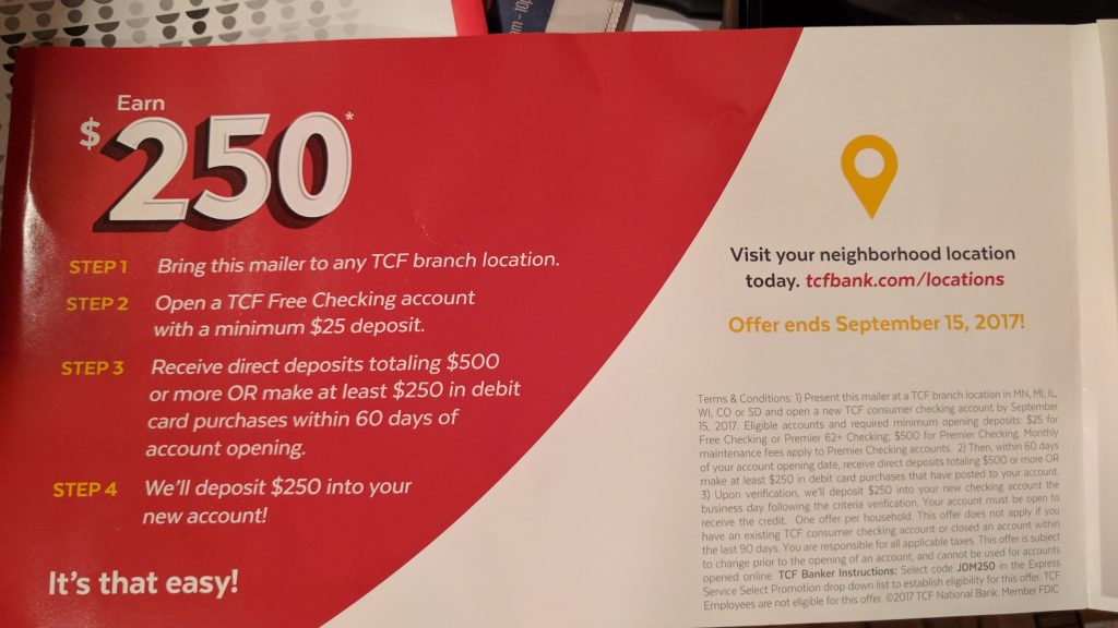 [Expired] [Targeted MN, MI, IL, WI, CO & SD] TCF Bank $250 Checking ...
