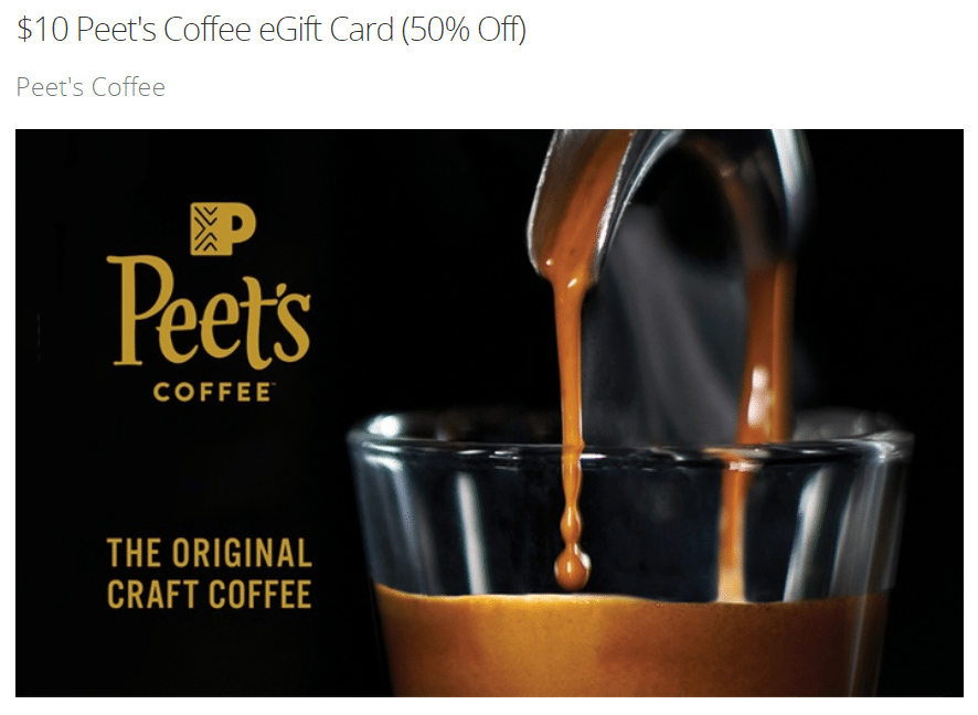 [YMMV] Groupon 10 Peet's Coffee eGiftcard for 5 Doctor Of Credit