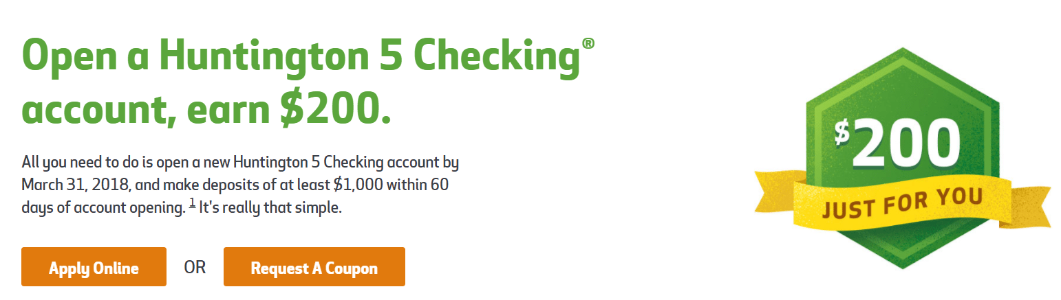[OH, MI, IN, PA, KY, WV, IL & WI] Huntington Bank $200 Checking Promotion, No Direct Deposit Requirement - Doctor Of Credit