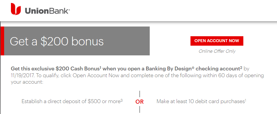 [Expired][CA, OR, WA, GA, IL, NY, TX, AZ only] Union Bank $200 Checking Bonus - Direct Deposit Not Required - Doctor Of Credit
