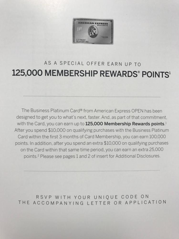 Targeted American Express Business Platinum 125 000 Point Offer Targeted American Express Business Platinum 125 000 Point Offer