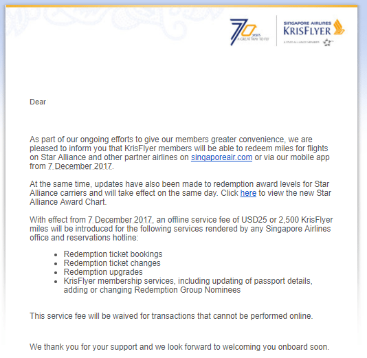 Krisflyer Star Alliance Upgrade Chart