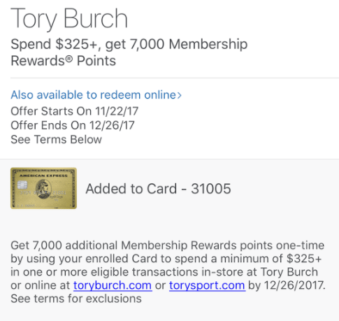 Expired] [Targeted] AmEx Offer: Tory Burch Spend $325+ & Receive $70  Statement Credit/7,000 Membership Rewards - Doctor Of Credit