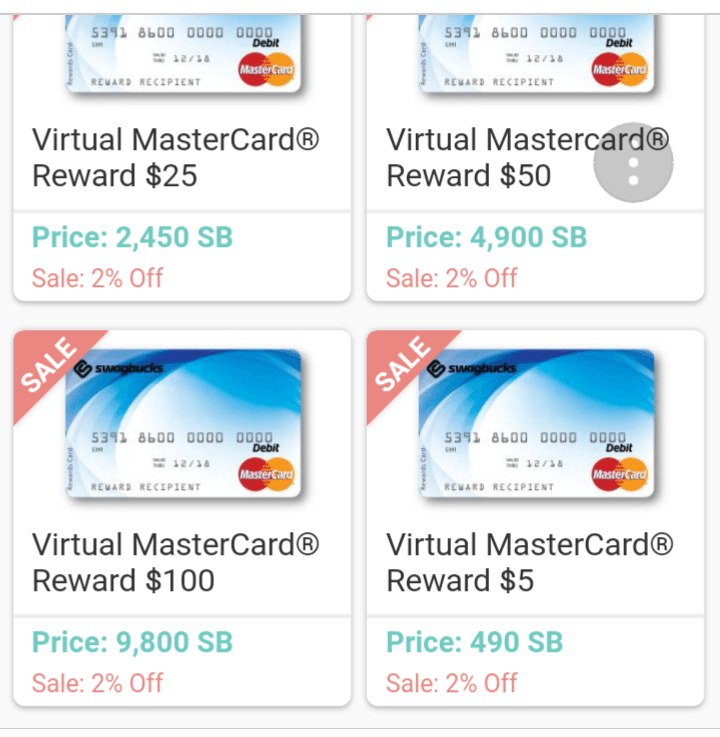 Swagbucks 2 Discount When Redeeming Points For Mastercard Giftcards