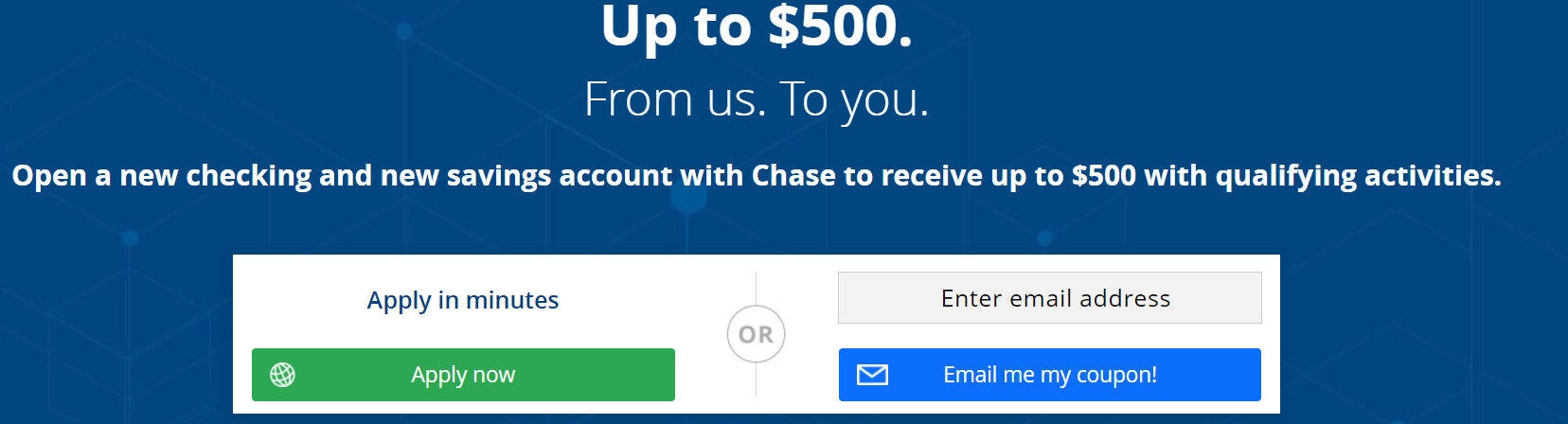 [Available Nationwide] Chase $500 Checking and Savings Bonus Publicly Available Online - Doctor Of Credit