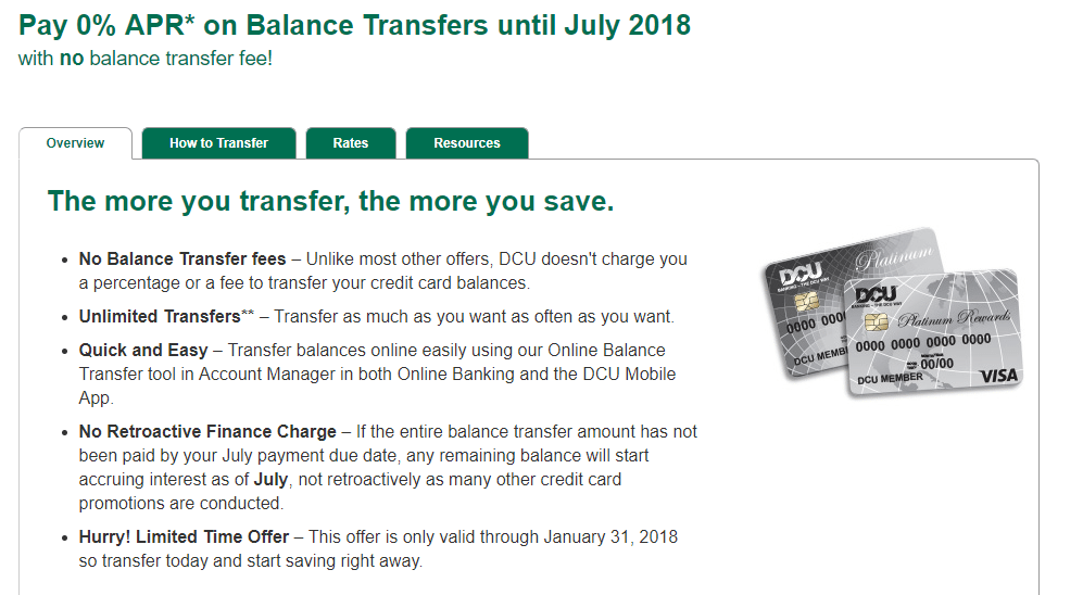 DCU 0 APR For 6 Months & 0 Balance Transfer Fee For New & Existing