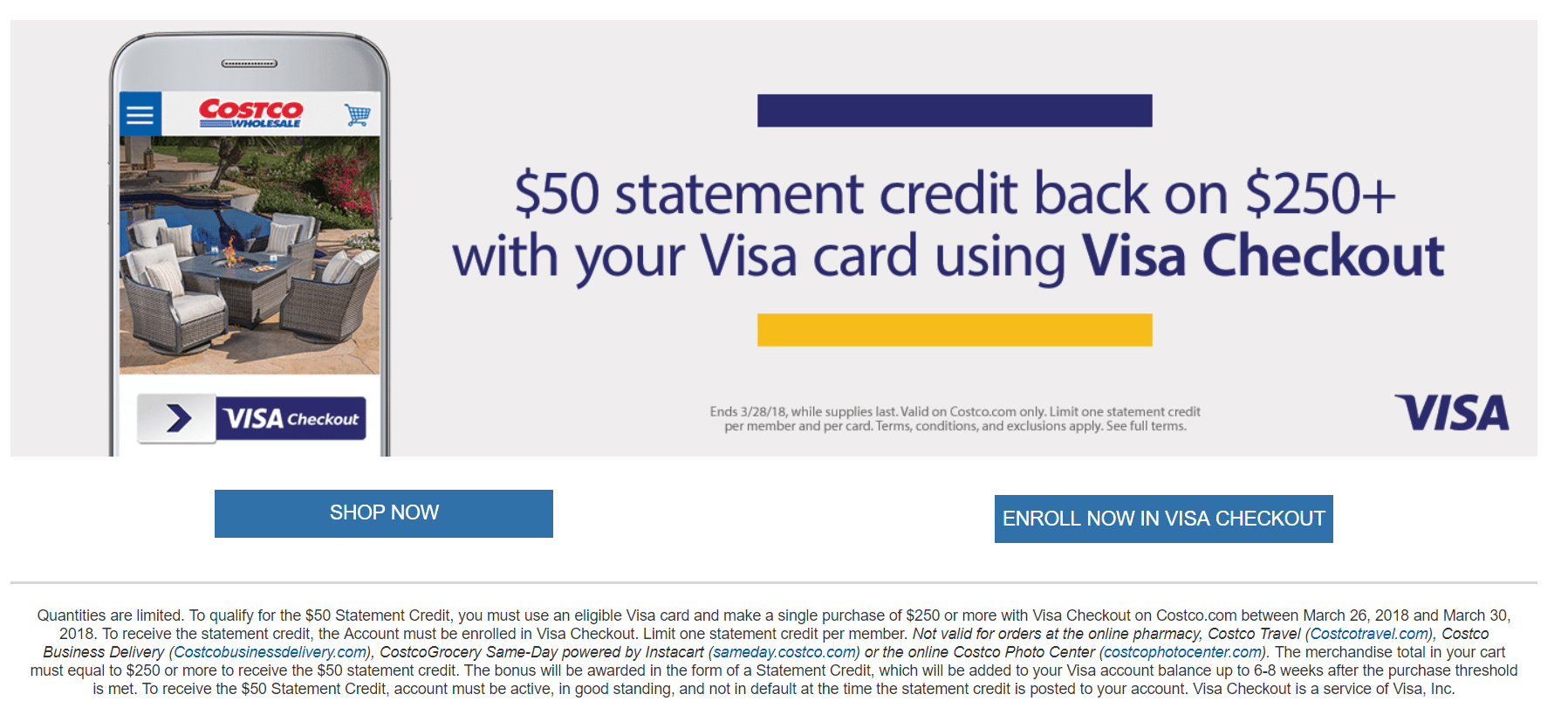 dead costco com save 50 on 250 with visa checkout doctor of credit