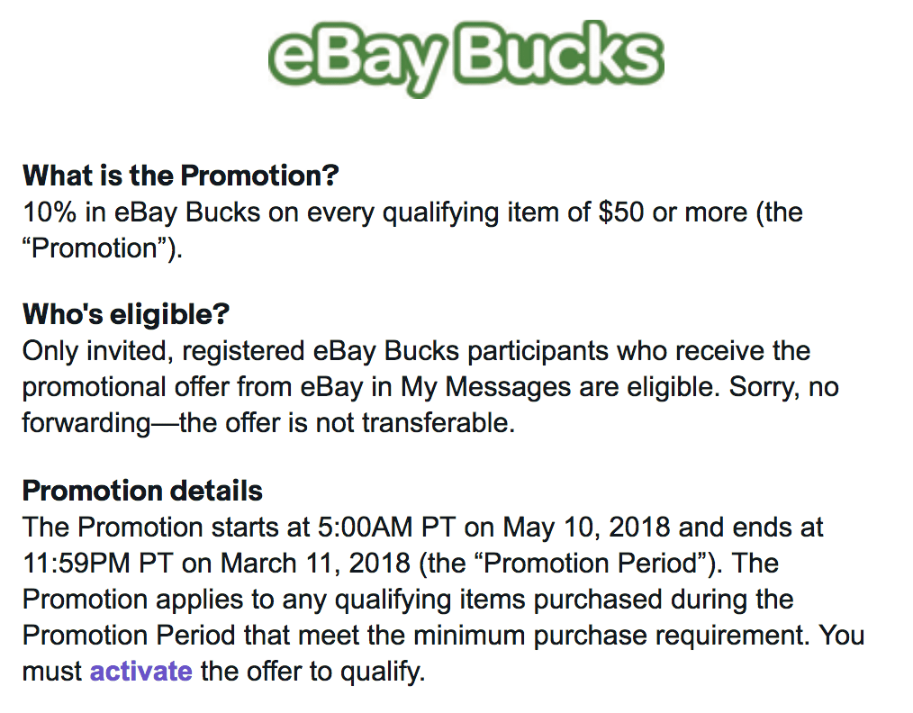 [Expired] eBay 10 Back in eBay Bucks on Purchases 50+ [Targeted