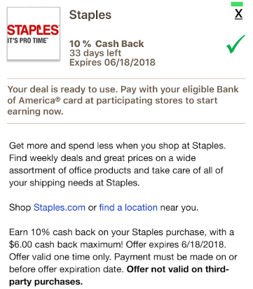 Expired Targeted Select Banks 10 Back At Staples Up To 6
