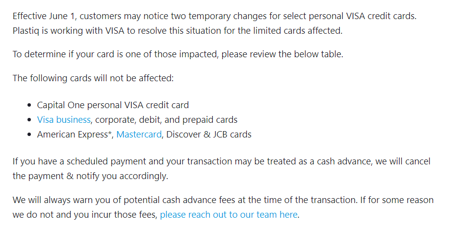 Plastiq Credit Card Chart