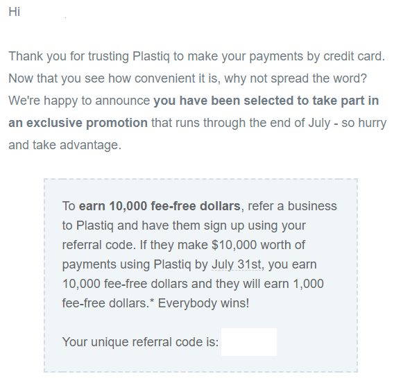 [Targeted] Plastiq Refer A Business That Makes 10,000 In Payments