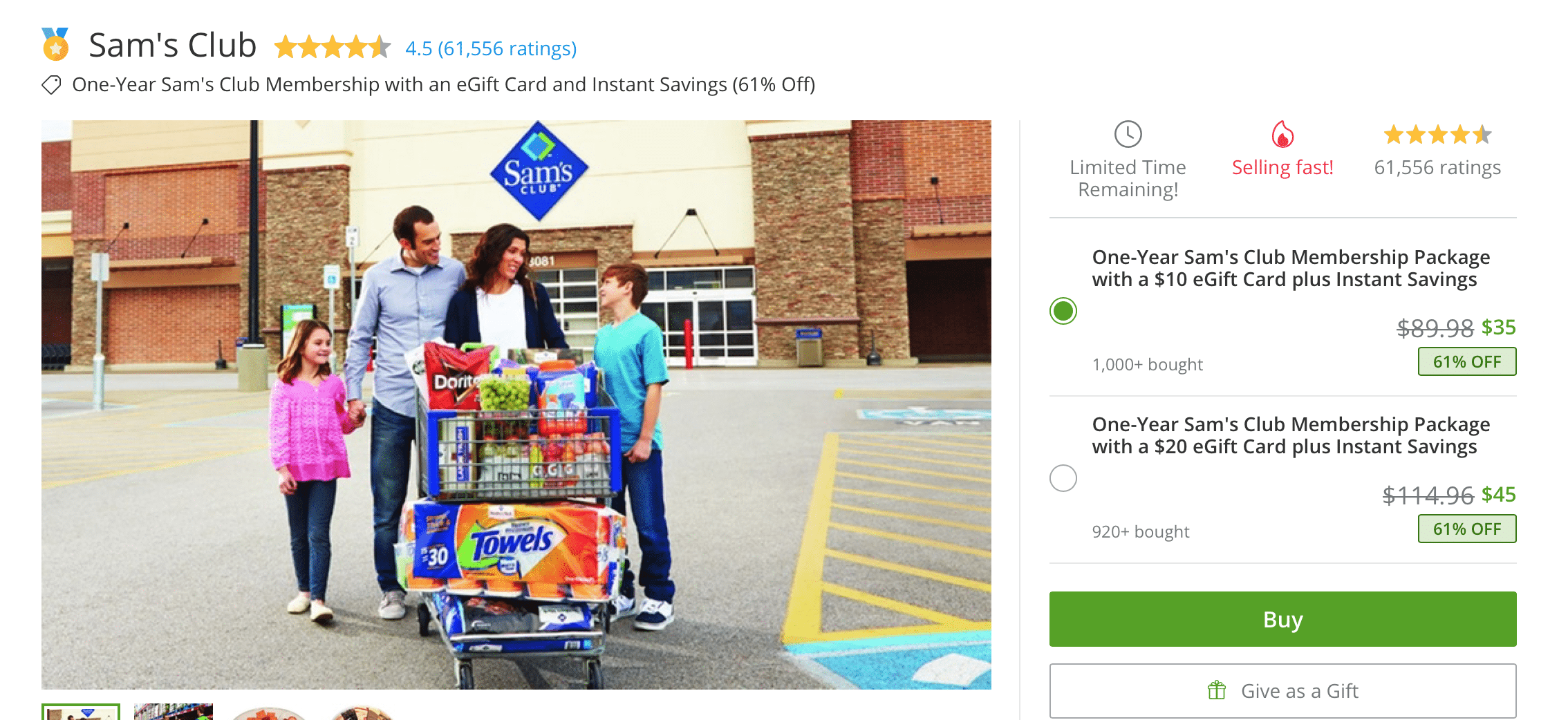 Groupon/LS Sam's Club Membership for just 35, Get 25 in Sam's Gift