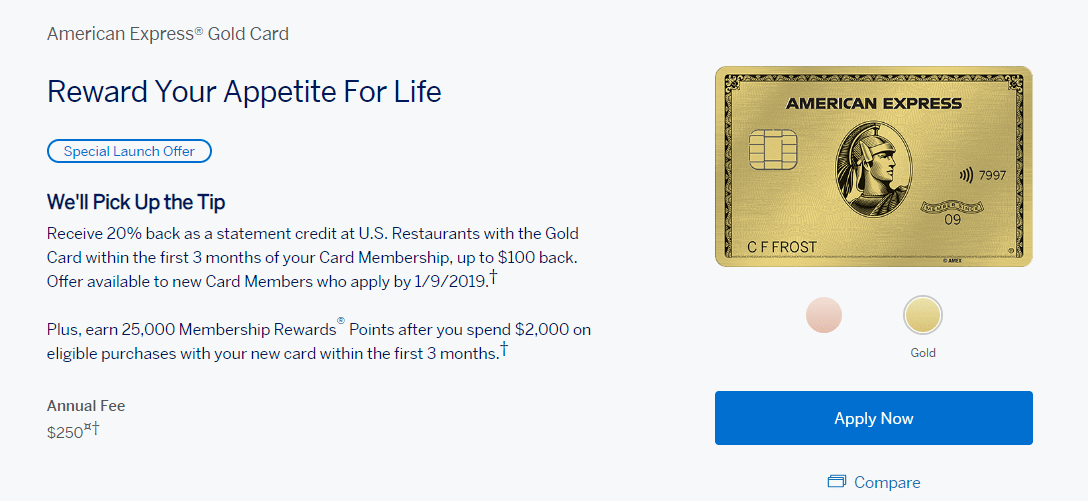 American Express Gold Card Now Live (Formerly Premier Reward) - $250 Annual  Fee - Doctor Of Credit